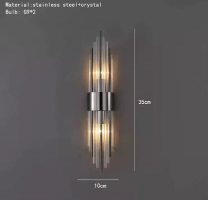 Decorative Black Chrome Wall Light With Clear Glass Tubes