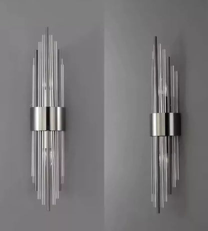 Decorative Black Chrome Wall Light With Clear Glass Tubes