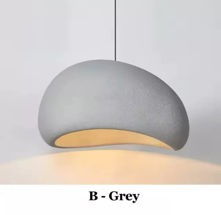 Nordic Wabi Sabi Pendant Light E27 LED Stone Hanging Light 30/40/50/60cm - White Or Grey