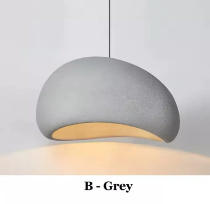 Nordic Wabi Sabi Pendant Light E27 LED Stone Hanging Light 30/40/50/60cm - White Or Grey