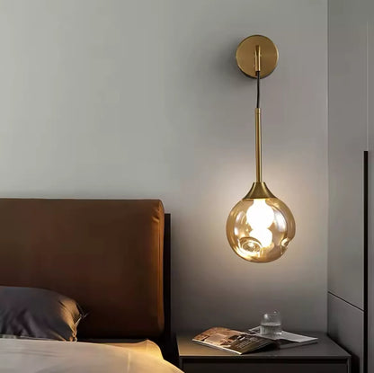 Modern Luxury Glass Hanging Wall Light With Ball - Smoked Or Amber