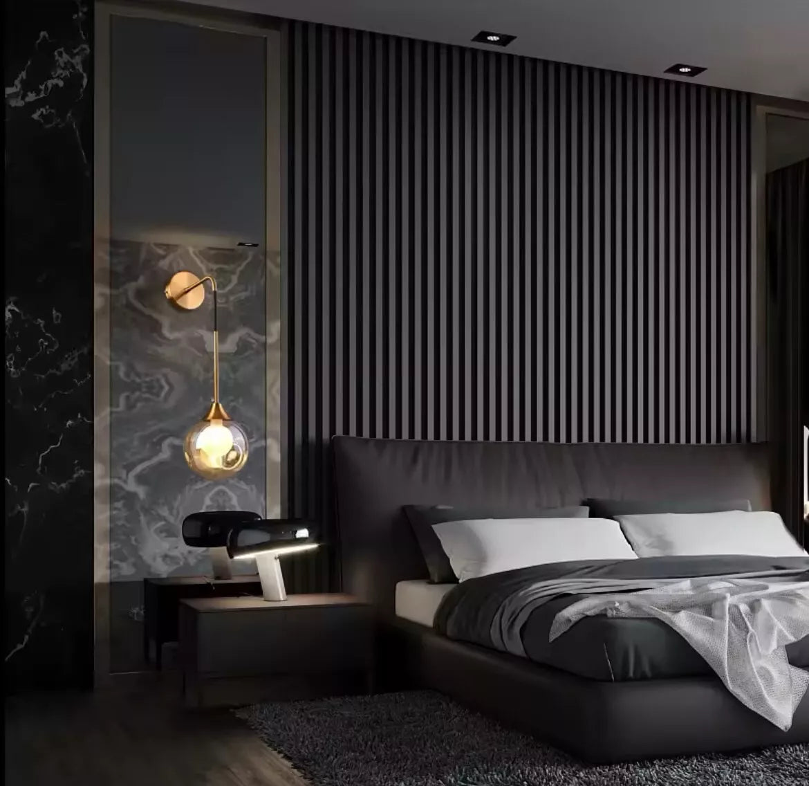 Modern Luxury Glass Hanging Wall Light With Ball - Smoked Or Amber