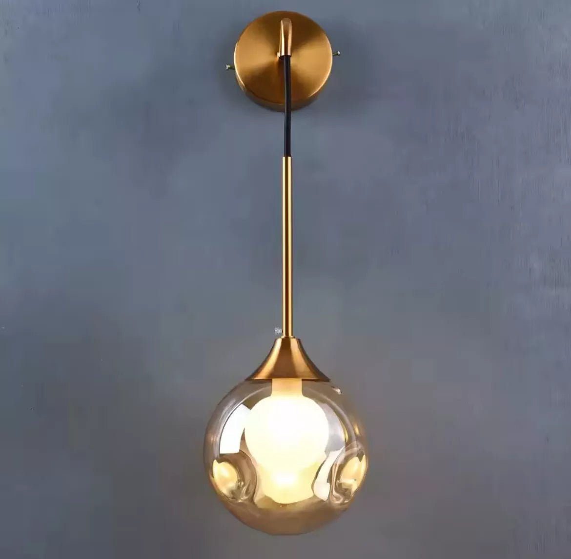 Modern Luxury Glass Hanging Wall Light With Ball - Smoked Or Amber