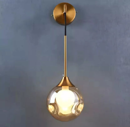 Modern Luxury Glass Hanging Wall Light With Ball - Smoked Or Amber