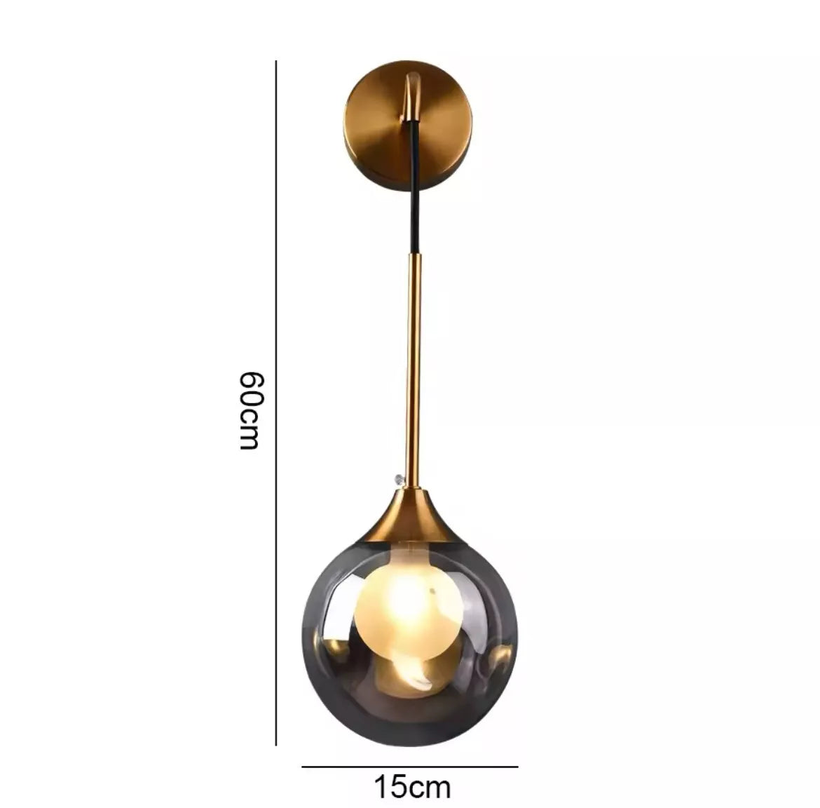 Modern Luxury Glass Hanging Wall Light With Ball - Smoked Or Amber