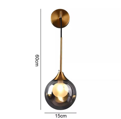 Modern Luxury Glass Hanging Wall Light With Ball - Smoked Or Amber