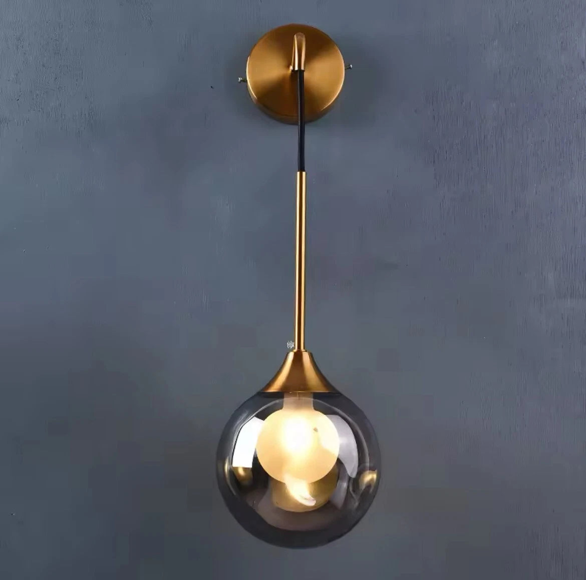 Modern Luxury Glass Hanging Wall Light With Ball - Smoked Or Amber