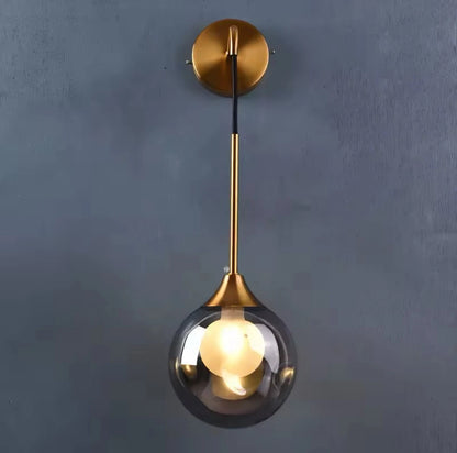 Modern Luxury Glass Hanging Wall Light With Ball - Smoked Or Amber