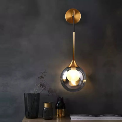 Modern Luxury Glass Hanging Wall Light With Ball - Smoked Or Amber