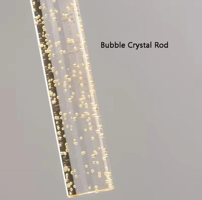 Modern Nordic Long Led Wall Light With Crystal Rod And Bubbles - Black Or Gold