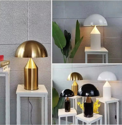 Designer Mushroom Table Lamp - Black/White/Gold - Small/Large