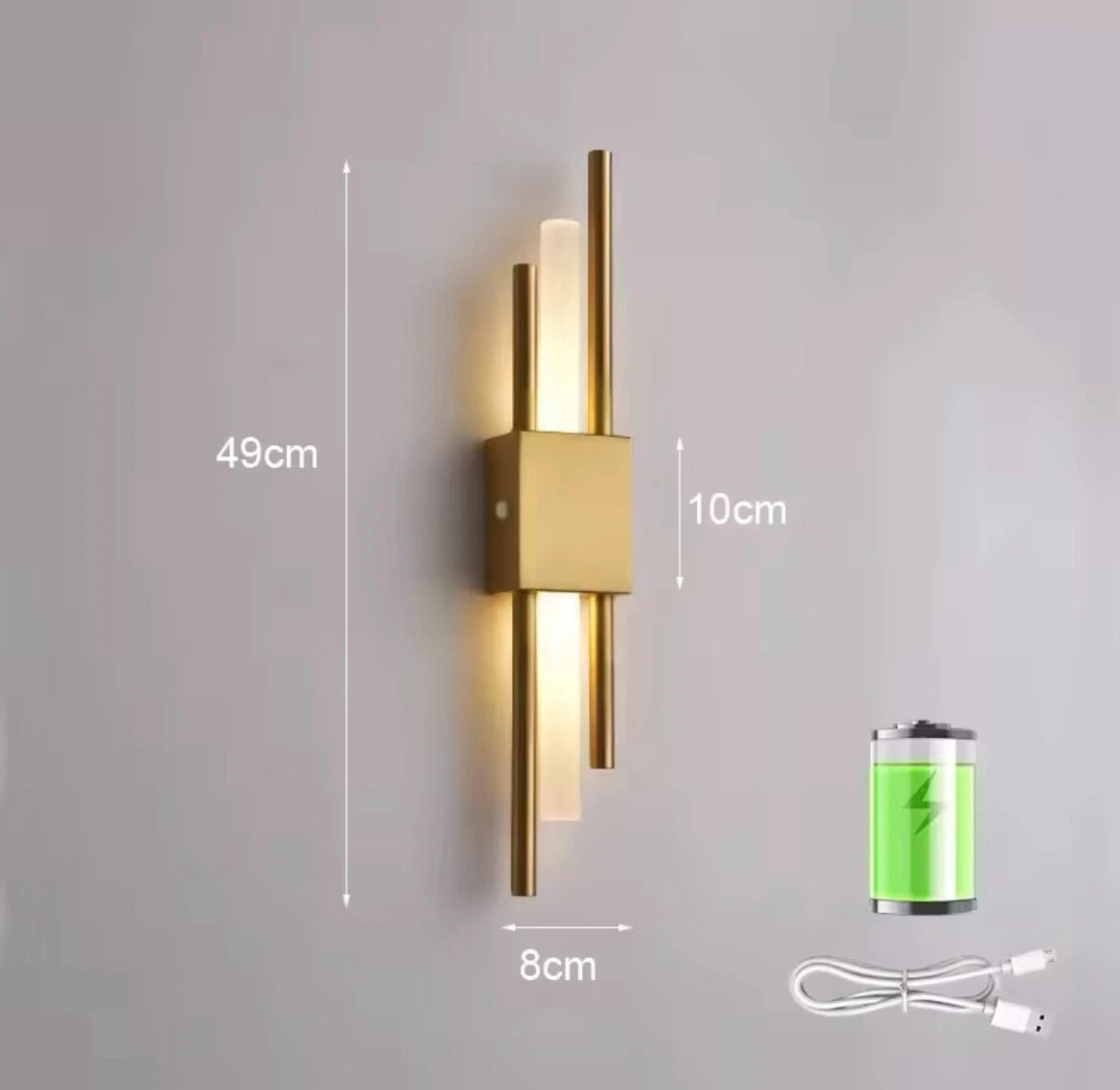 Nordic Wireless LED Wall Light Sconce USB Rechargeable Touch On/Off