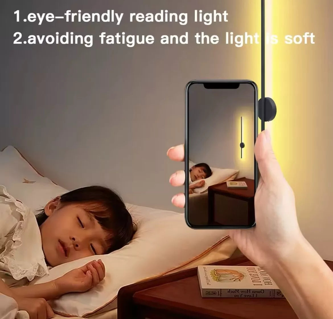 Wireless Rechargeable LED Slim Linear Wall Light With Remote Control 50cm - Black/Gold/White/Silver
