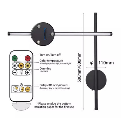 Wireless Rechargeable LED Slim Linear Wall Light With Remote Control 50cm - Black/Gold/White/Silver