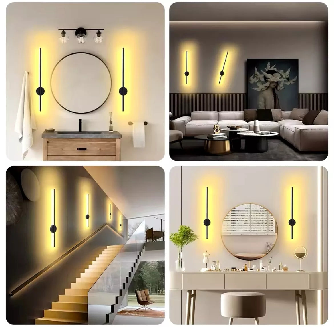 Wireless Rechargeable LED Slim Linear Wall Light With Remote Control 50cm - Black/Gold/White/Silver