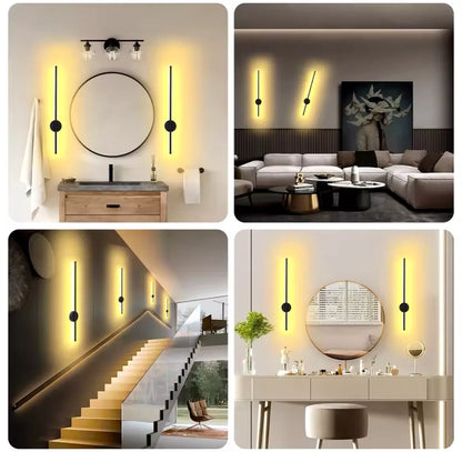 Wireless Rechargeable LED Slim Linear Wall Light With Remote Control 50cm - Black/Gold/White/Silver