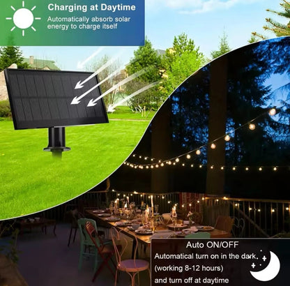 Outdoor Solar LED String Festoon Lights Complete With Remote Control - 10Bulb/20Bulb/25Bulb/35Bulb