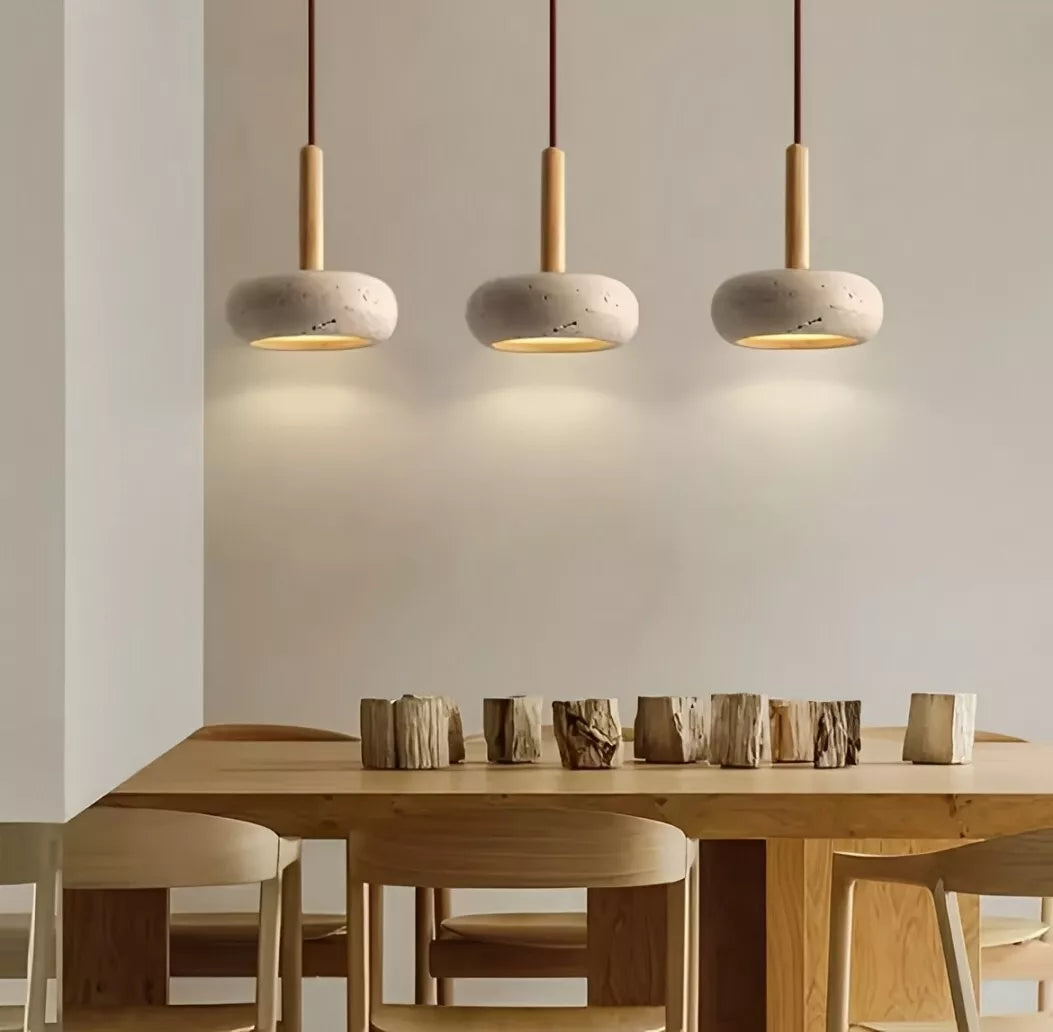 Wood Stone Single Hanging Pendant Light