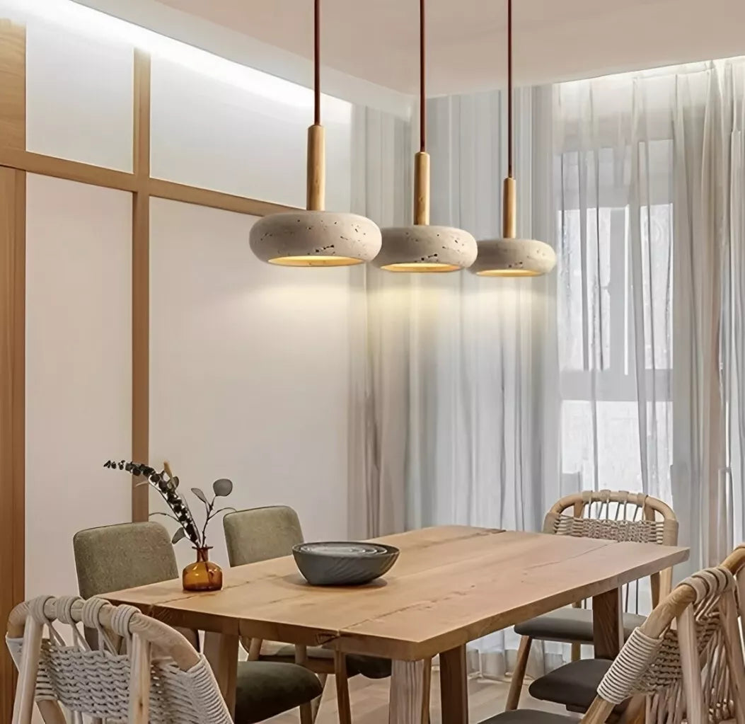 Wood Stone Single Hanging Pendant Light
