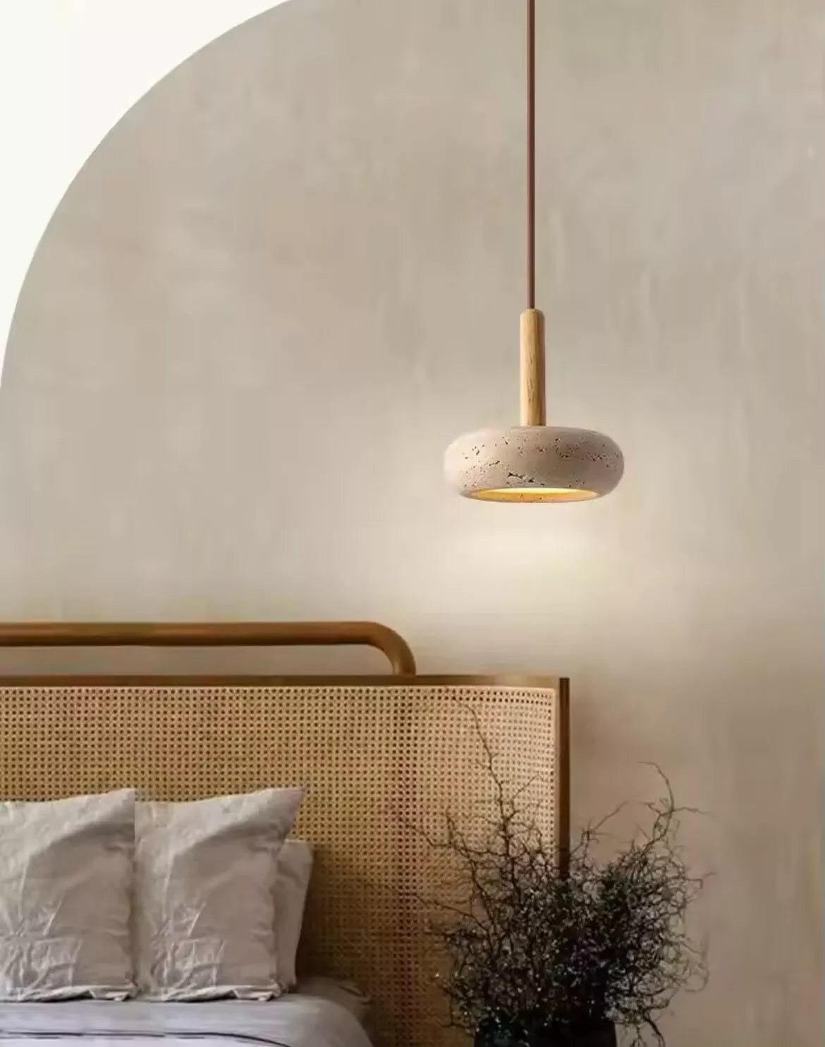 Wood Stone Single Hanging Pendant Light