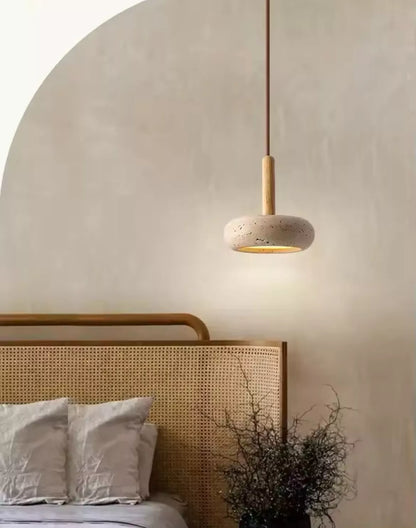 Wood Stone Single Hanging Pendant Light