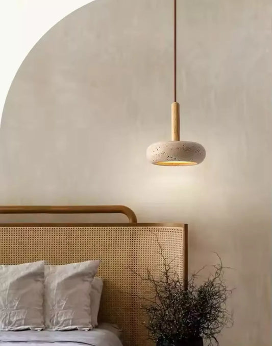 Wood Stone Single Hanging Pendant Light