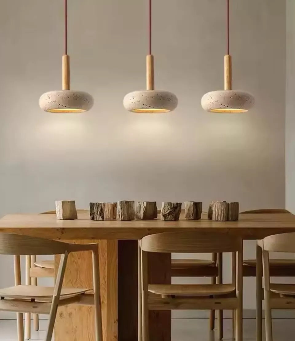 Wood Stone Single Hanging Pendant Light