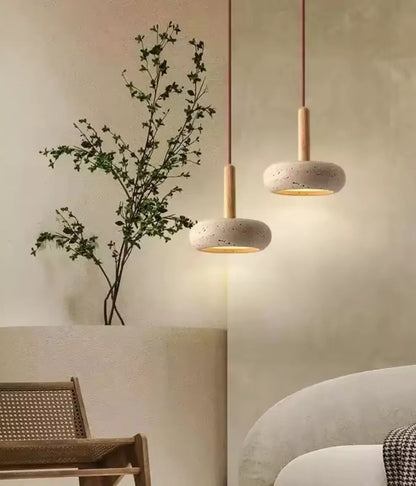 Wood Stone Single Hanging Pendant Light