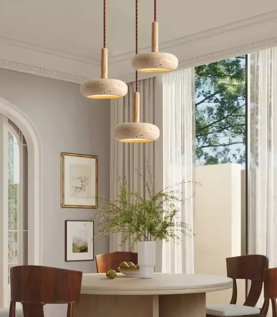 Wood Stone Single Hanging Pendant Light