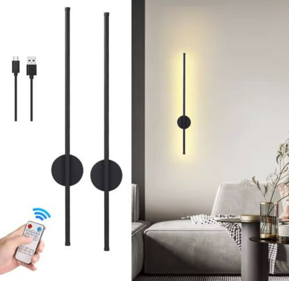 Wireless Rechargeable LED Slim Linear Wall Light With Remote Control 50cm - Black/Gold/White/Silver